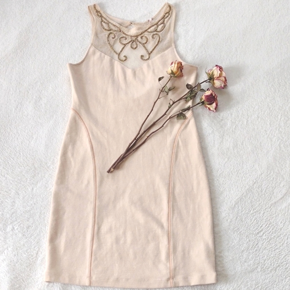 Free People sleeveless dress with gold beads